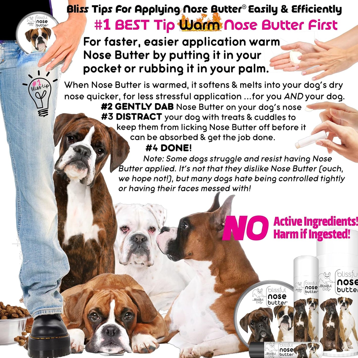 The Blissful Dog White Boxer Unscented Nose Butter - Dog Nose Butter, 16 Ounce