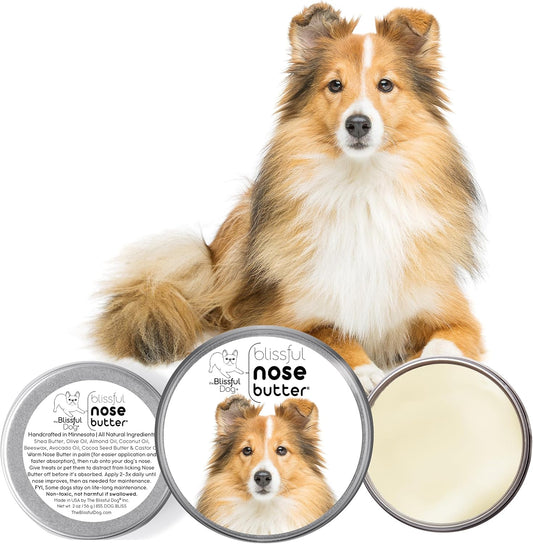 The Blissful Dog Shetland Sheepdog Nose Butter for Dry, Cracked Skin, Lick-Safe Dog Nose Balm with Moisturizing Shea Butter, Almond, Olive, and Essential Oils, Pet Supplies, Uncented, 1 oz.