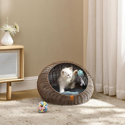 Sam's Pets Nala 20'' Dog Cat Bed in Brown Oak