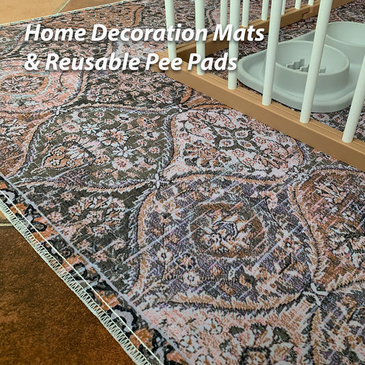 nunubaby Washable Pee Pads for Dogs, Stylish, Non-Slip and Leak-Proof Pee Pads. Reusable Potty Pads for Dogs for Crates and Floors.(Brown/Multi, 18" x24")