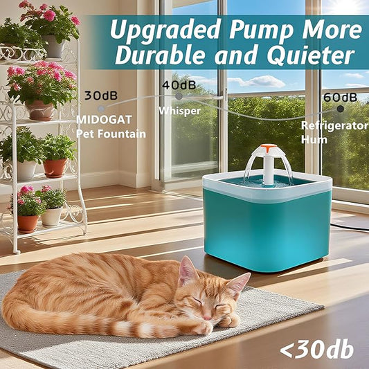 Cat Water Fountain Pet Water Fountain with LED Light, 67oz/2.0L Large Capacity, Cat Water Bowl 3 Flowers Designs & Silent