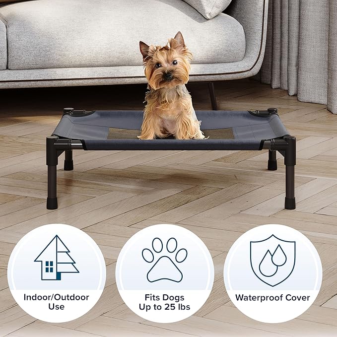 PETMAKER Elevated Dog Bed Cover - 24.5x18.5-Inch Replacement Pet Bed Cover with Mesh Panel - for Indoor/Outdoor Use - Dog Cot Not Included (Blue)