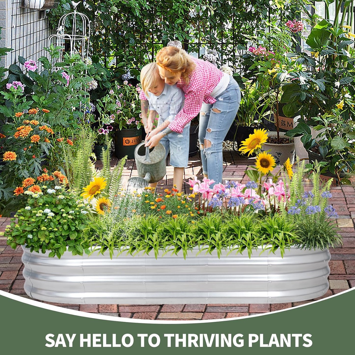 1MORE Galvanized Raised Garden Bed- Planter Garden Boxes Outdoor, Raised Beds for Gardening, 6x3x1ft Metal Garden Bed Kit for Vegetables Flower, Planter Raised Bed with Protective Tape & Tools.Silver