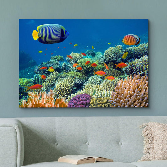 wall26 Canvas Print Wall Art Tropical Underwater Sea Coral Reef Fish Nature Animals Photography Realism Rustic Scenic Landscape Wilderness Earth Colorful for Living Room, Bedroom, Office - 16"x24"