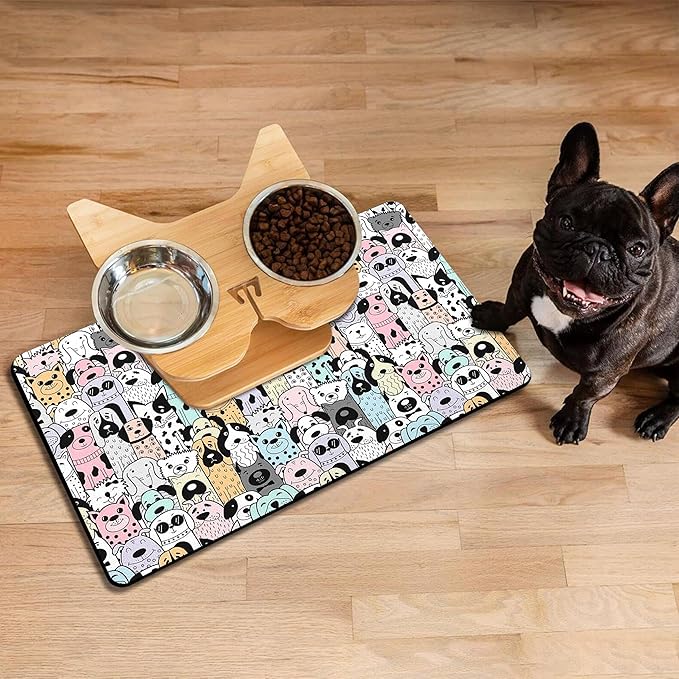 Pet Feeding Mat for Floors Waterproof Dog Mat for Food and Water Absorbent Quick Dry Non Slip mat for Cat Bowls