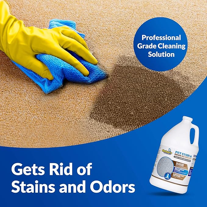 Sheiner's Pet Stain Remover & Pet Odor Eliminator, Advanced Cleaning Bio-Enzyme Cleaner Solution for Carpets, Rugs, Upholstery & Multi-Surfaces, Safe for Pets & Kids. (128 oz)
