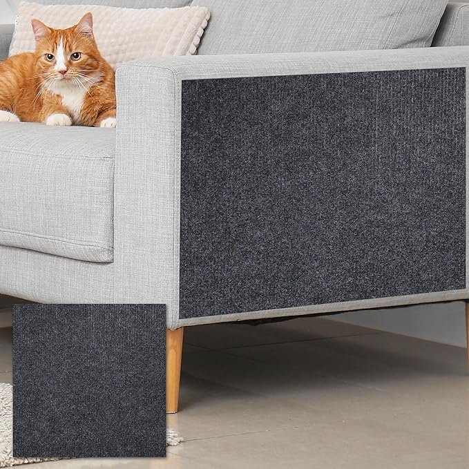 uxcell Self-Adhesive Cat Scratching Mat, 1 Roll 236" x 236" Couch Protector from Cat Claws for DIY Sofa, Wall, Doors, Cut Anti Cat Scratch Pad Carpet Mat, Dark Gray