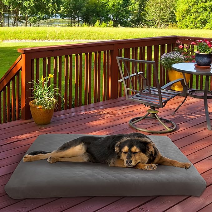 PETMAKER Waterproof Dog Bed - 2-Layer Memory Foam Pet Pad with Removable Machine Washable Cover - 44x35 Crate Mat for Dogs or Puppies (Gray)