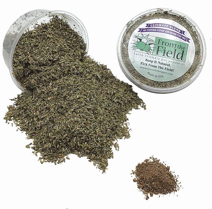 from The Field | Ultimate Blend Catnip & Silver Vine | Premium USA-Grown Catnip for Toys & Playtime | Fresh, Potent, Non-Toxic, Eco-Friendly | Safe for Kittens & Cats | Resealable 1 Oz Tub