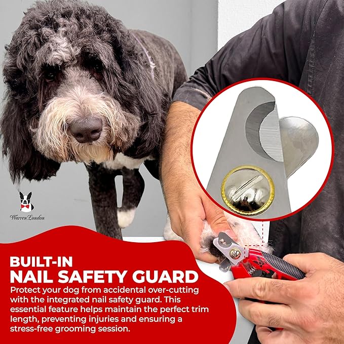 Warren London Dog Nail Clippers – Large Breed Nail Trimmer with Stainless Steel Blade, Safety Guard & Non-Slip Handle | Professional Grooming Tool for All Dog Sizes