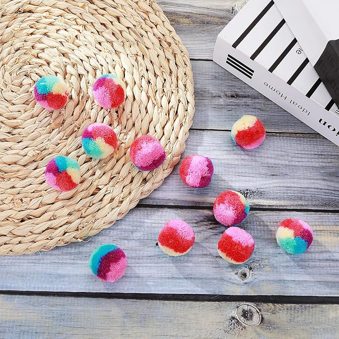 Rainbow Cat Toy Kit - 20PCS Soft Pom Pom Balls for Indoor Cat Play & Exercise