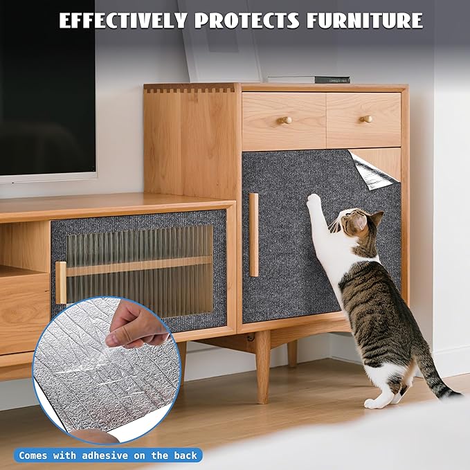 Cat Scratch Furniture Protector,Couch Protector from Cat Claws,Couch Cover for Cats,Adhesive Cuttable Kitten Scratch for DIY Climbing,Suitable for Sofa,Wall,Door,Table Legs (Dark Gray, 39.3x15.7in)