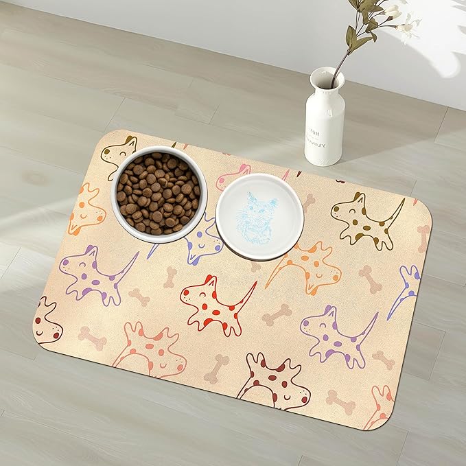 Pet Feeding Mat for Floors Waterproof Dog Mat for Food and Water Absorbent Quick Dry Non Slip mat for Cat Bowls