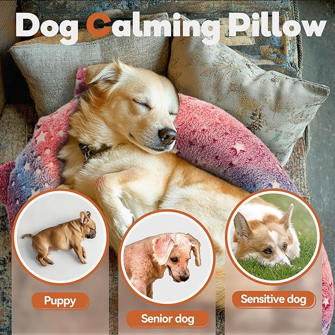 Calming Dog Pillow, Glow in The Dark, Soft Question Mark Shape for Dogs, Kids, Adults - Washable, Cozy Body Pillow Bed Gift (L Pink)