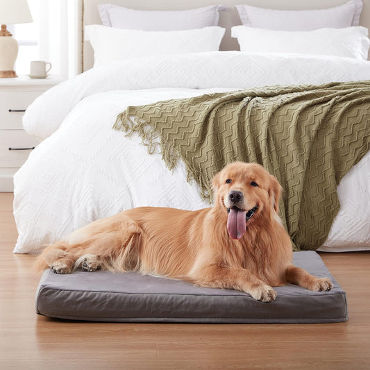 GOHOO Jumbo Dog Bed for Large Dogs, Orthopedic Memory Foam with Cooling Gel & Waterproof Lining