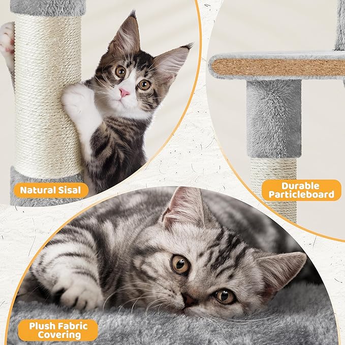 Yaheetech Cat Tree Tower Kitten Condo Scratching Post with Hammock Basket 54in