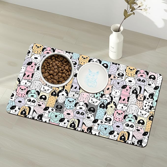 Pet Feeding Mat for Floors Waterproof Dog Mat for Food and Water Absorbent Quick Dry Non Slip mat for Cat Bowls