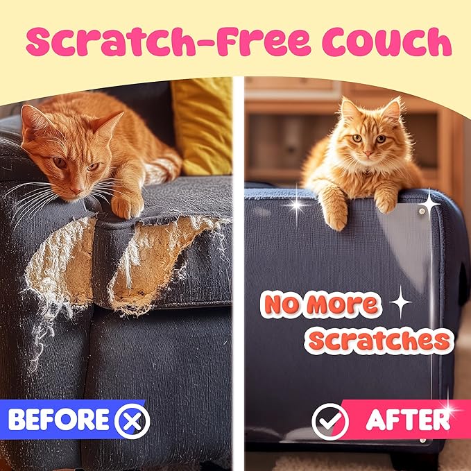 Cat Scratch Furniture Protector: 12 Pcs Couch Protectors Tape from Cats Claws Scratching Single Sided Clear Sticky Sheets Proof Clawing Sofa Corner Protection Cover Anti Scratch for Furniture