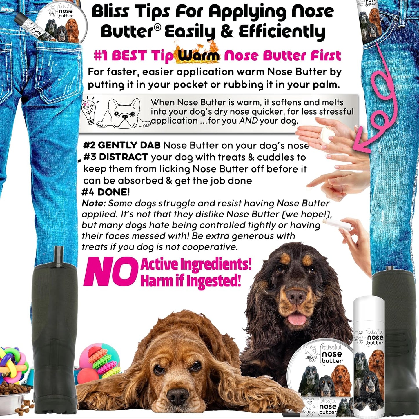 The Blissful Dog English Cocker Spaniel Unscented Nose Butter, 16oz