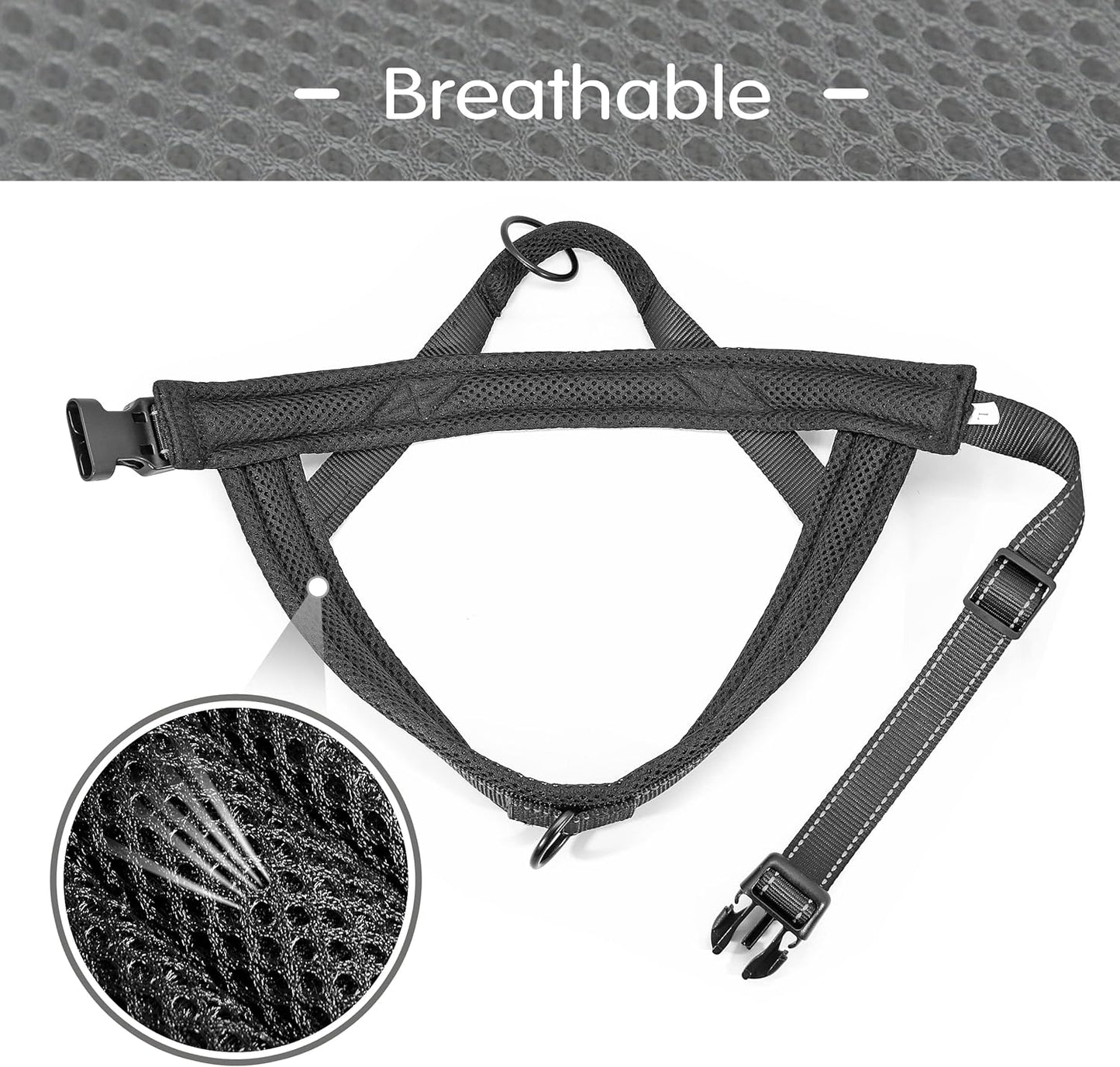 Didog No Pull Dog Harness with Soft Mesh Padded,Reflective & Quick Fit Light Weight Dog Strap Vest Harness,Easy for Walking Training (XS:Chest 15-18", Mesh-Black)