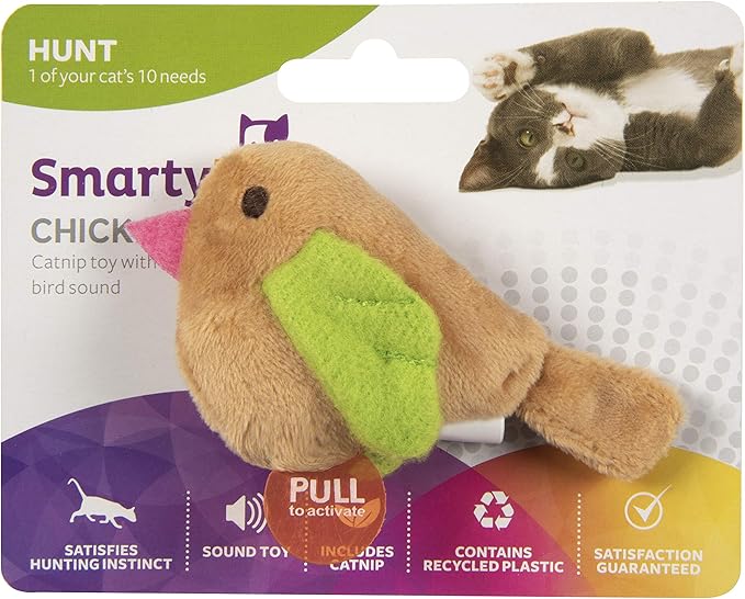 SmartyKat Chickadee Chirp Electronic Sound Cat Toy, Contains Catnip, Battery Powered - Light Brown, One Size