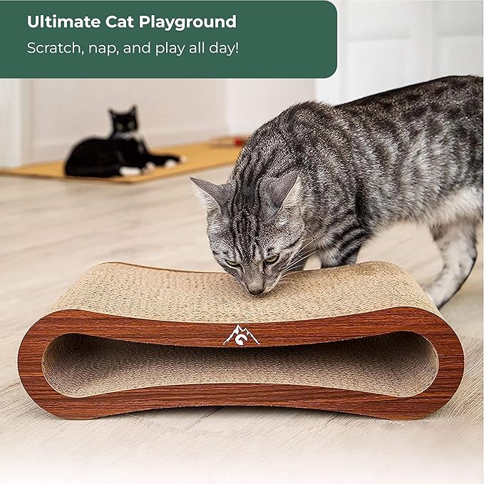 Premium Scratching Board/Scratch Lounge for Cats - Scratcher/Cat Scratching Pad - with Corrugated Board & Catnip - Cardboard Scratching Board
