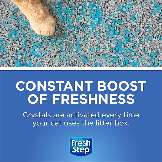 Fresh Step Cat Litter Crystals in Fresh Scent - Cat Litter Box Deodorizer - Combats Odors and Neutralizes Smells to Keep Your Home Clean, 15 Ounce - 12 Pack