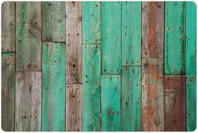 Lunarable Rustic Pet Mat for Food and Water, Stained Grunge Background with Distressed Piece of Pine Stick Sapwood, Non-Slip Rubber Mat for Dogs and Cats, 18" X 12", Green Brown