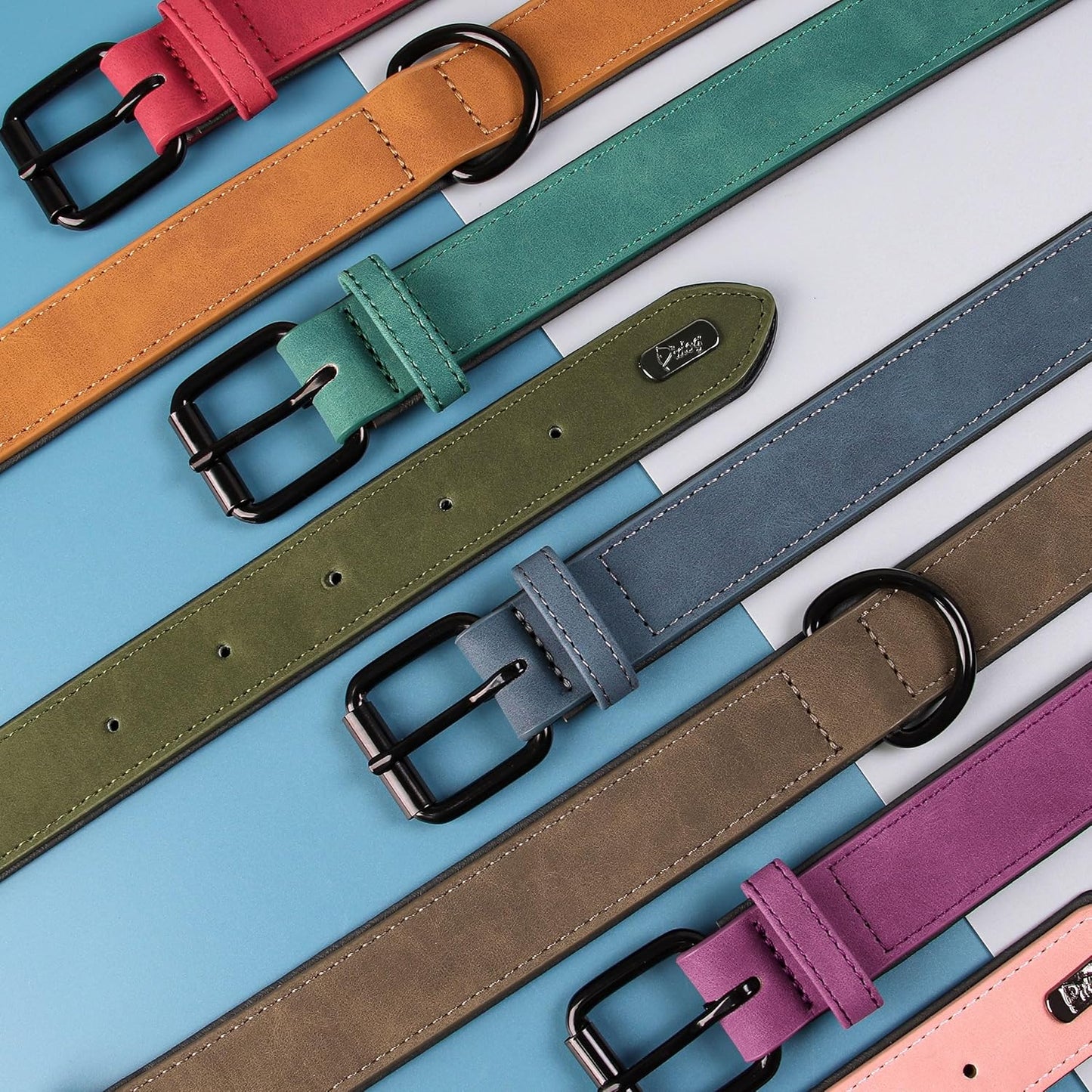 Didog Soft Padded PU Leather Dog Collar, Breathable and Adjustable Dog Collar for Large Dogs, Comfortable for Daily Walk, Purple, XL Fit Neck 17-21"(44-71 lbs)