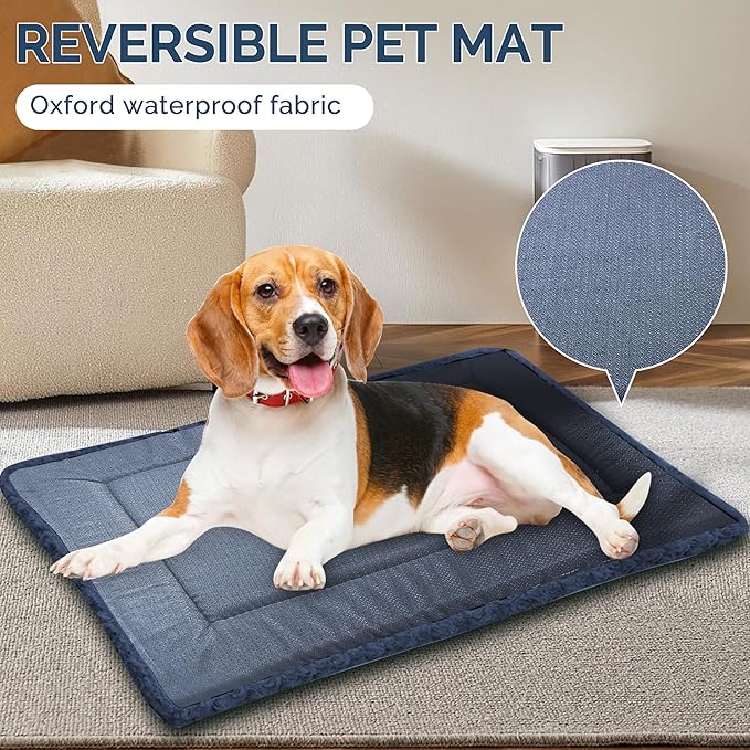 Dog Beds Crate Pad, Dog Bed Mat for Large Dogs Sleeping, Soft, Durable, Washable & Anti-Slip Crate Pads, Reversible Kennel Mat L(35”*23“*1.5”)