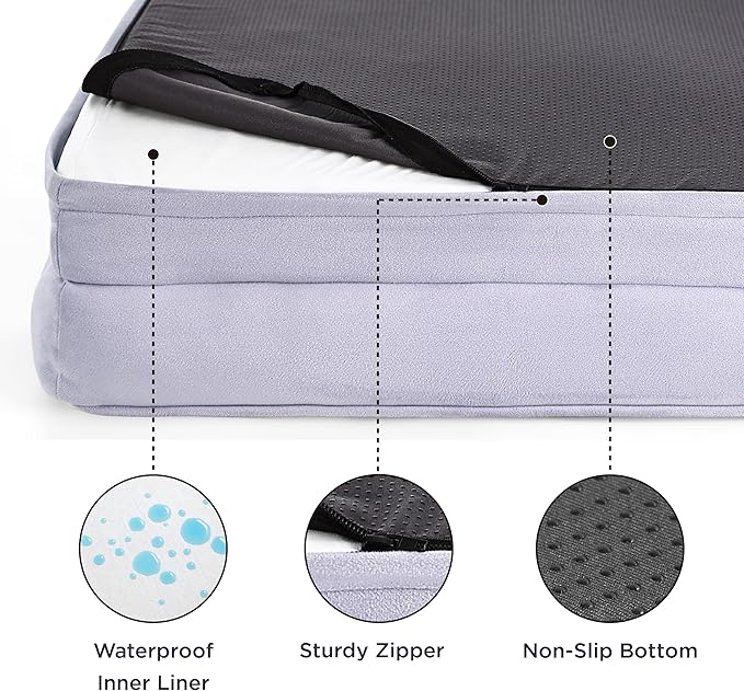 Bedsure Orthopedic Dog Bed Medium Size Dogs - Washable Medium Dog Cat Bed Waterproof, Comfort Pet Couch Sofa with Washable Removable Cover, Pets Bed with Nonskid Bottom, Lavender, 28"