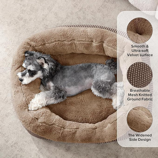INVENHO Small Dog Bed Orthopedic Warming Soft Calming Sleeping Durable with Anti-Slip Bottom