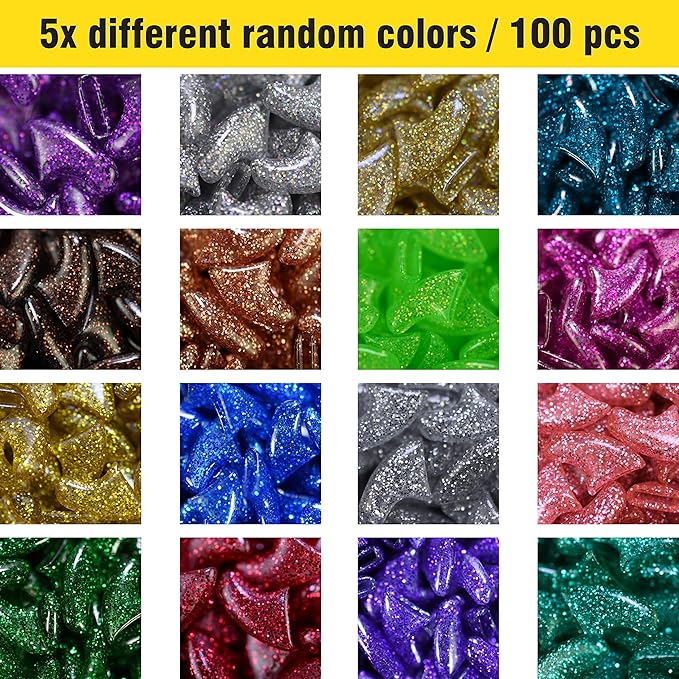 zetpo Cat Nail Caps | Cat Claw Covers | with Adhesives and Applicators (S, 5X Glitter Random Colors | 100 pcs)