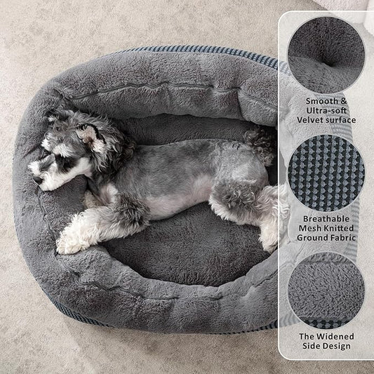 INVENHO Large Dog Beds Large Sized Dog Washable, Orthopedic Warming Soft Sleeping Puppy Bed Durable Pet Bed with Anti-Slip Bottom L(35"x25"x10")