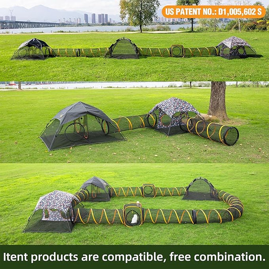 Outdoor Cat Play Tent for Indoors and Outdoors (X- Large Portable Pet House, Outdoor Cat Enclosure for Cats, Rabbits and Small Animals Easy to Connect with Run Tunnels, Cubes (Patented)