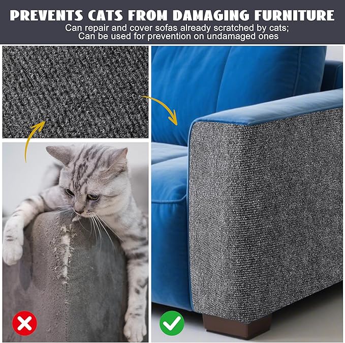Cat Scratch Furniture Protector,Couch Protector from Cat Claws,Couch Cover for Cats,Adhesive Cuttable Kitten Scratch for DIY Climbing,Suitable for Sofa,Wall,Door,Table Legs (Dark Gray, 39.3x15.7in)