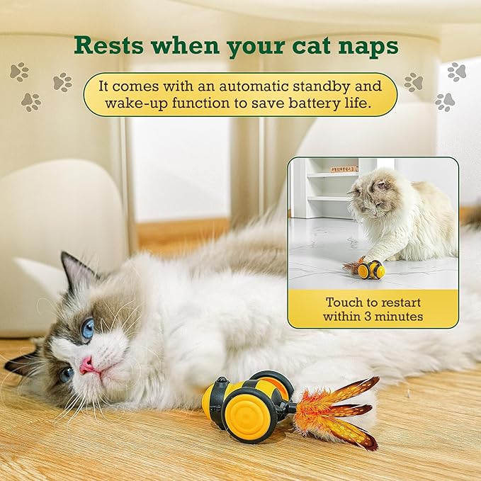 Humble-Bee Interactive Cat Toy Car, Yellow