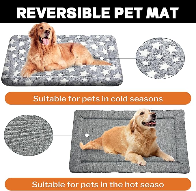 Dog Bed Mat, Reversible Crate Pads for Small/Medium/Large Dogs & Cats Sleeping, Portable & Soft, Dog Beds Crate Pad - Machine Washable Mat Bed Kennel Mat Cat Bed
