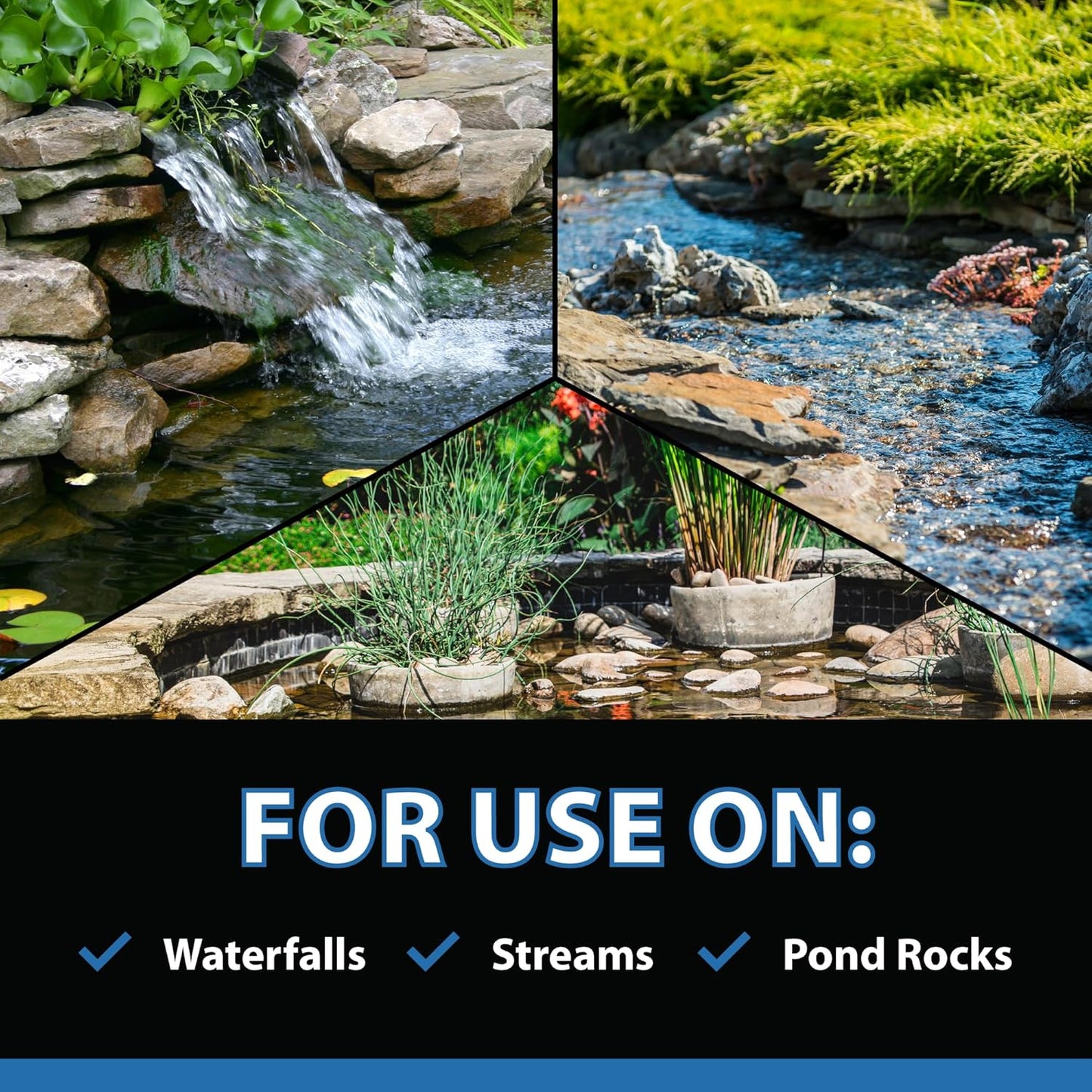 CrystalClear AlgaeOff Pond & Water Garden Scum Cleaner, Waterfall & Rock Slime Remover, String Algae Killer, Green Stain Treatment, EPA Registered Algaecide, Plant, Koi Fish, Bird & Pet Safe, 2.5 lb