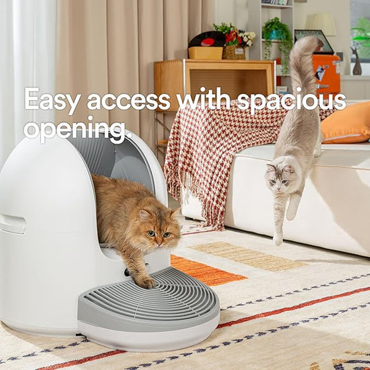 Open-Top Self Cleaning Cat Litter Box, Safety Anti-Pinch Protection, Large Papacity, App Control Automatic Cleaning Litter Box，Automatic Cleaning Function, Ultra-Quiet Design