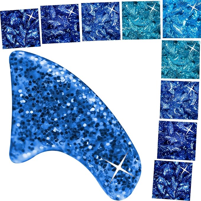 zetpo 100 pcs Cat Nail Caps | Cat Claw Covers | with Adhesives and Applicators (M, 5X Blue Glitter Shades)