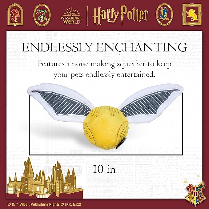 Harry Potter Snitch Pet Squeaker Toy | Dog Toy Snitch Squeaker Ball | Quidditch Inspired Dog Toy for Pets | Crinkle Dog Toy, Dog Ball Toys, Squeaky Ball for Dogs