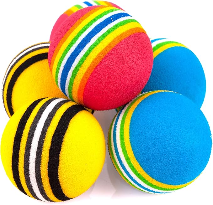 CHIWAVA 45 Pack 1.7'' Foam Cat Toys Ball Rainbow Color Balls Kitten Activity Chases Quiet Play Mix Color