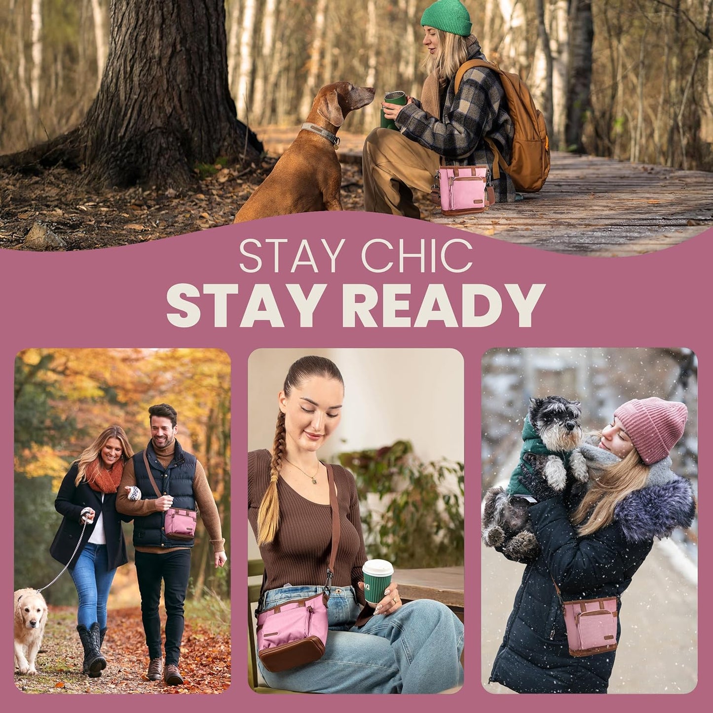 BEAU&FUR Dog Treat Pouch with Clicker for Training - Hands-Free Dog Treat Bag with Magnetic Closure, Built-in Poop Bag Holder Pocket