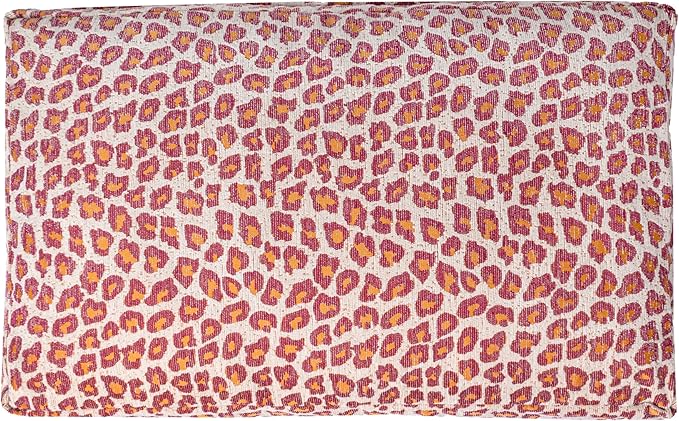 DBD3001F-L Mabel 41" x 25.5" Designer Modern Ultra Soft Reversible Plush Rectangular Pet Bed with Washable Cover, Raspberry Leopard