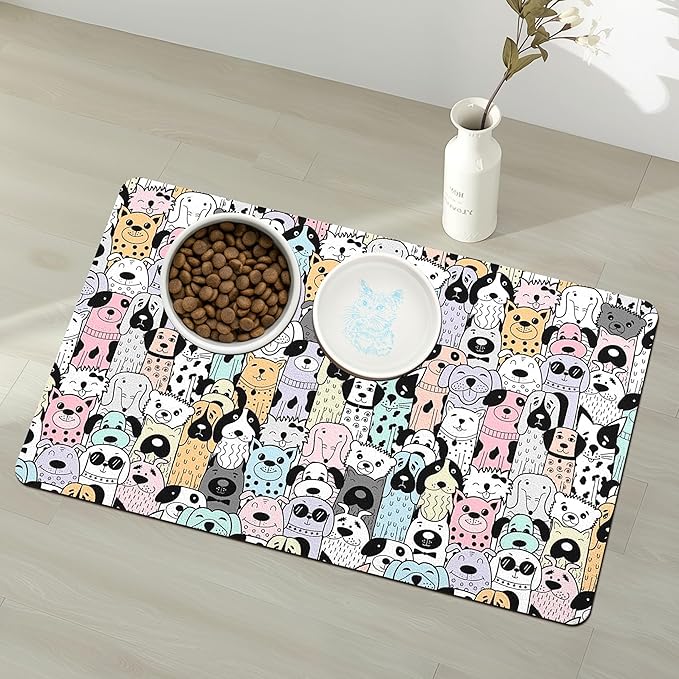 Pet Feeding Mat for Floors Waterproof Dog Mat for Food and Water Absorbent Quick Dry Non Slip mat for Cat Bowls
