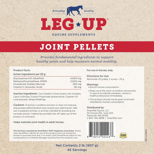 SmartEquine Leg Up Joint Pellets | Joint Support Supplement For Horses | Glucosamine Chondroitin Sulfate and Antioxidants Formula With No Added Sugar | Ideal For Light Work Horses | 45 Servings | 2 lb