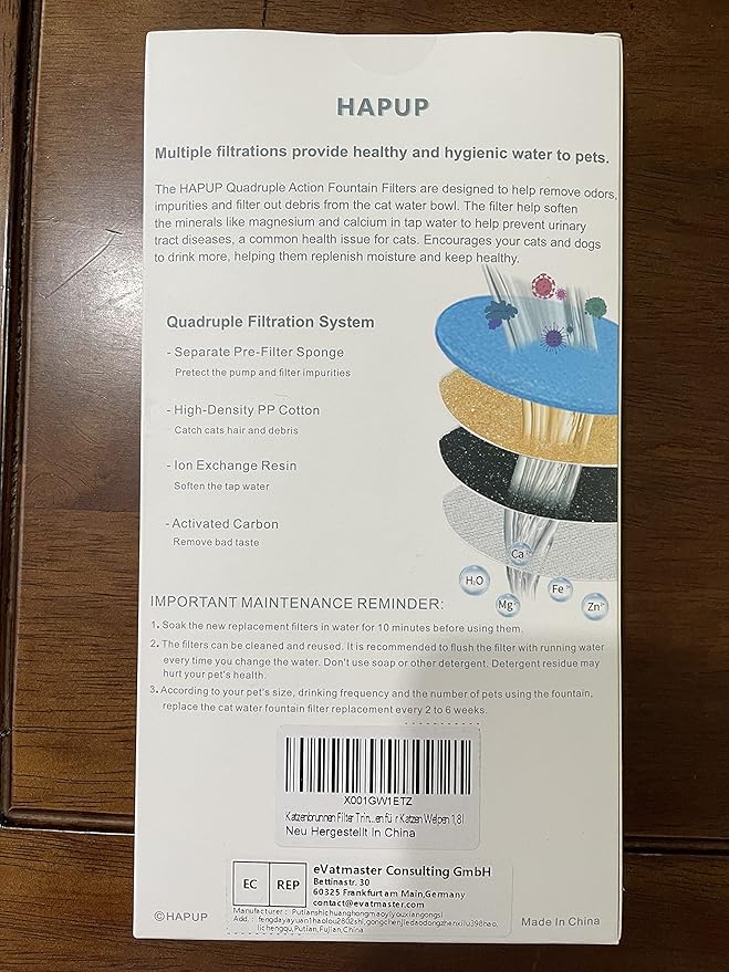 Cat Water Fountain Filter Replacement Upgrade Cat Fountain Filter Arc-shaped Safe Washable Animal Water Fountain Filters with 4 Filtration System for HAPUP Dog Kitty Spout Cat Fountain