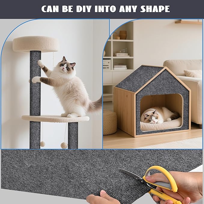 Cat Scratch Furniture Protector,Couch Protector from Cat Claws,Couch Cover for Cats,Adhesive Cuttable Kitten Scratch for DIY Climbing,Suitable for Sofa,Wall,Door,Table Legs (Dark Gray, 39.3x15.7in)