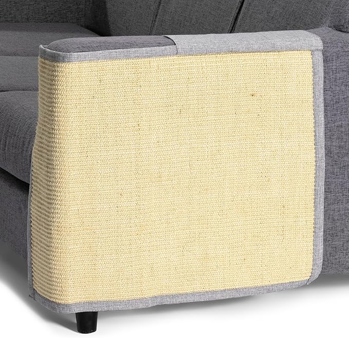 Navaris Cat Scratch Mat Sofa Protector - Natural Sisal Furniture Protector Scratching Pad for Cats - Scratch Carpet for Couch, Sofa, Chair - Left